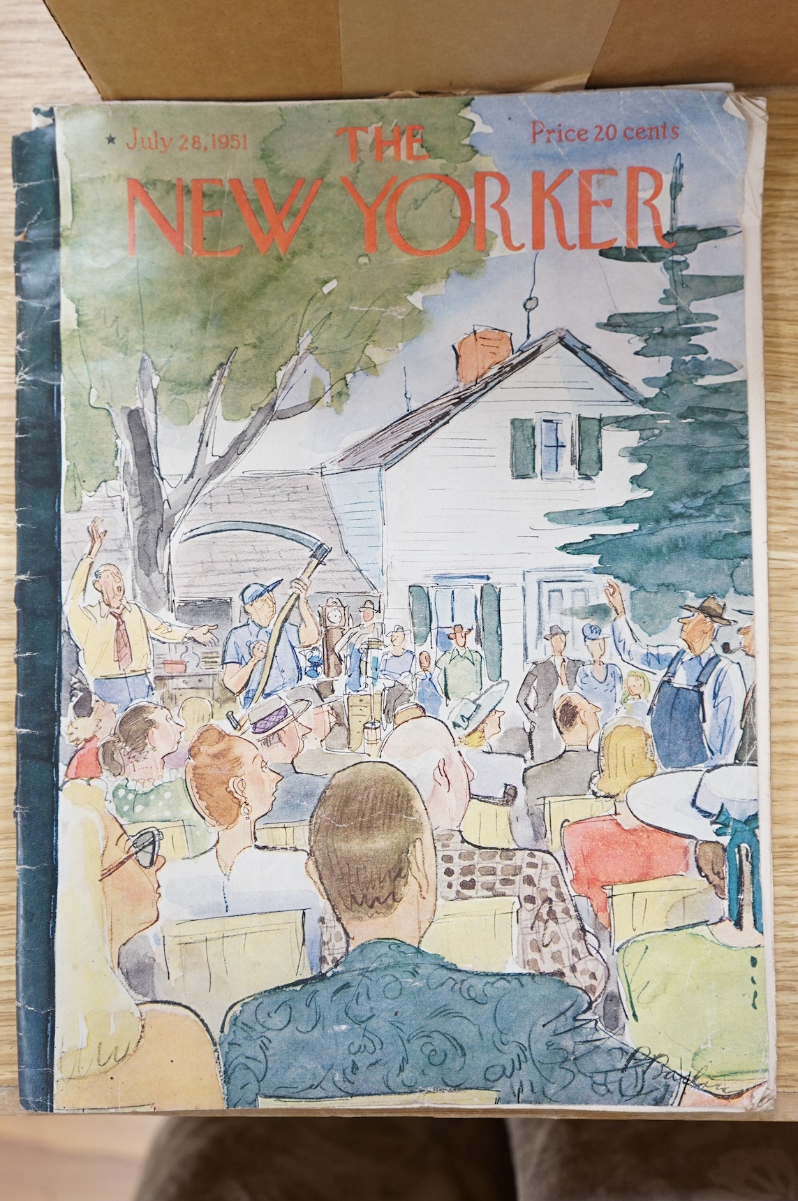 A folio of cartoons, caricatures, cartoons and opera house designs, mostly by Edwin Morrow (Irish) and Norman Morrow, to include 'Caution Weir here', 'The Sublime Good Deed' and 'Bluff at the Garrick', with a collection